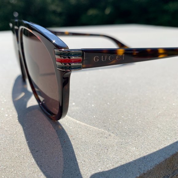 Gucci Web Logo Aviators in Havana Brown main image 5